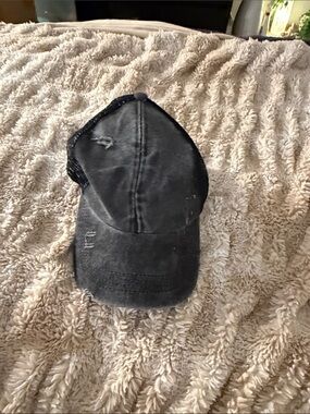 Black Distressed Mesh-Back Baseball Cap